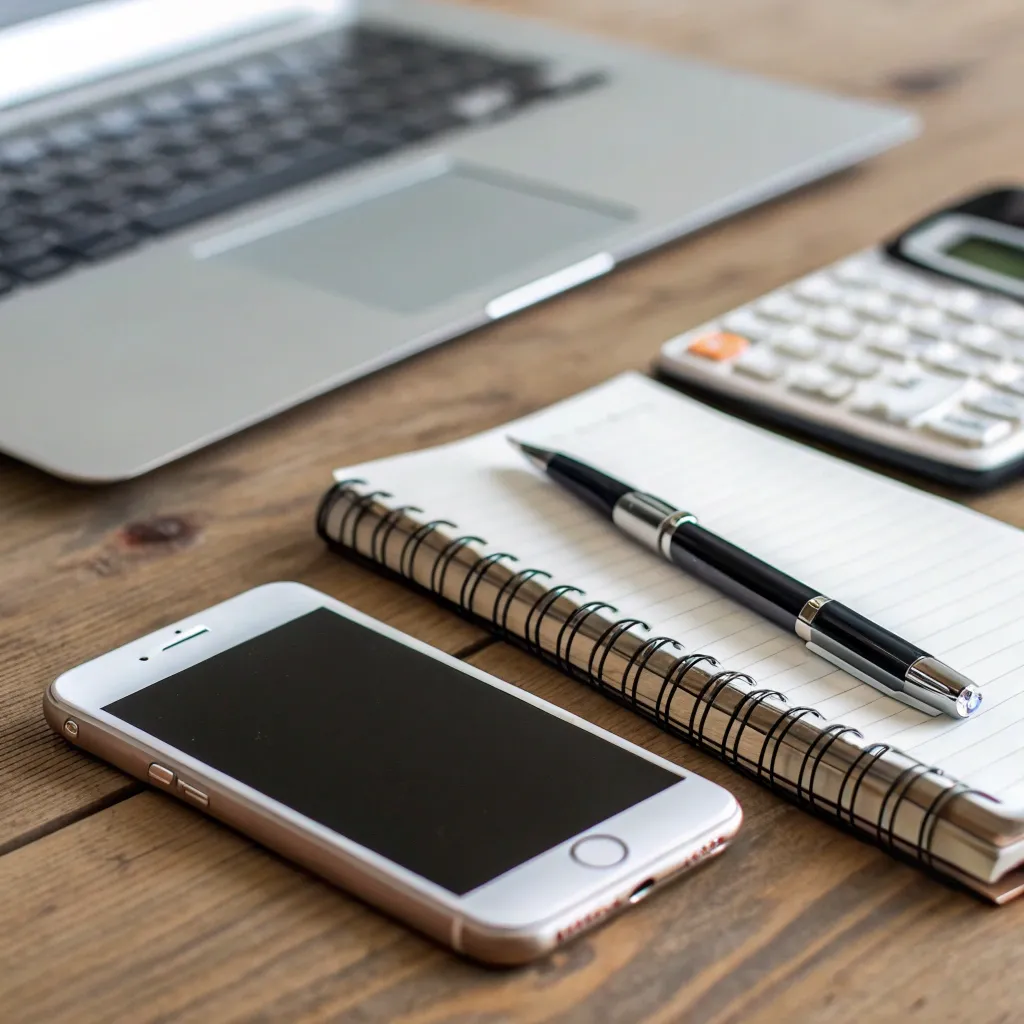 Phone and office tools illustration